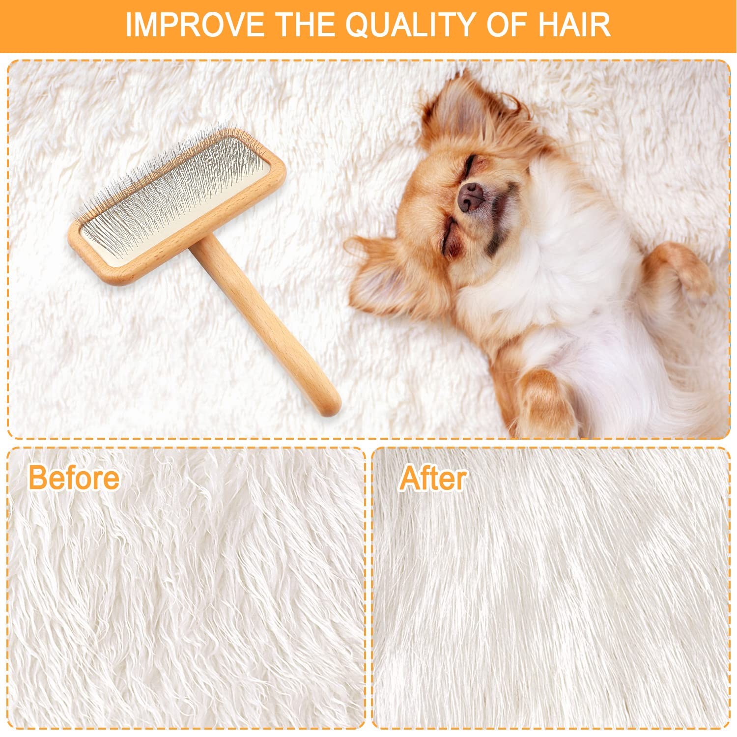 Carpet Rake Sheepskin Wool Brush, Wood, 1PCS