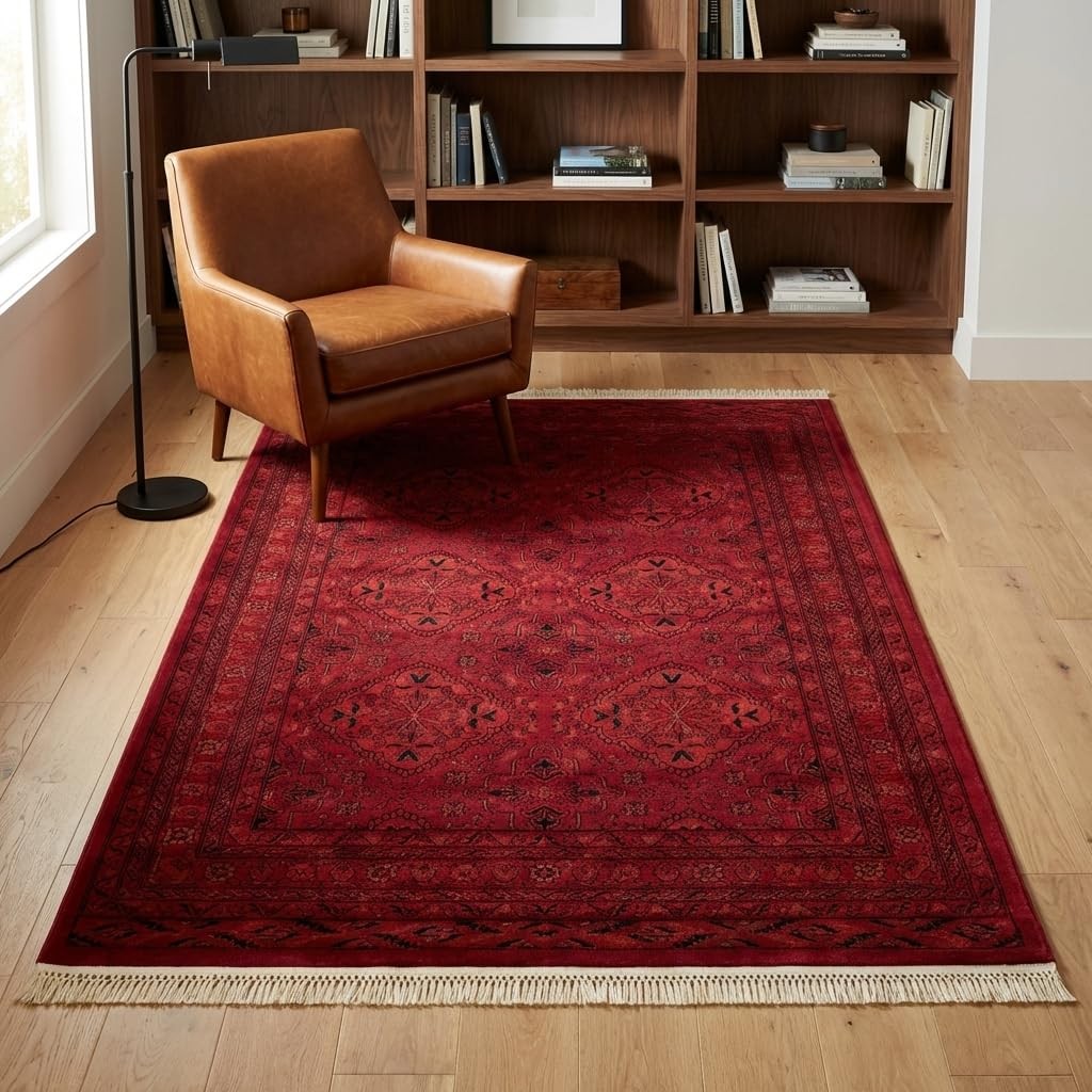 Unique Loom Tekke Collection Over-Dyed Saturated Traditional Torkaman Area Rug