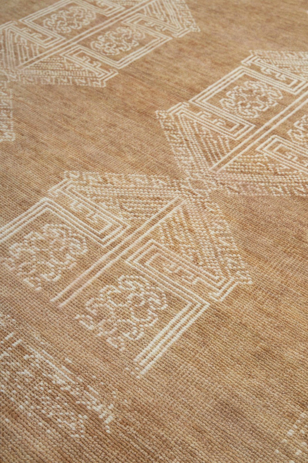 8×10 Camel Beige Traditional Anatolian Caucasian Inspired Hand Knotted Wool Rug