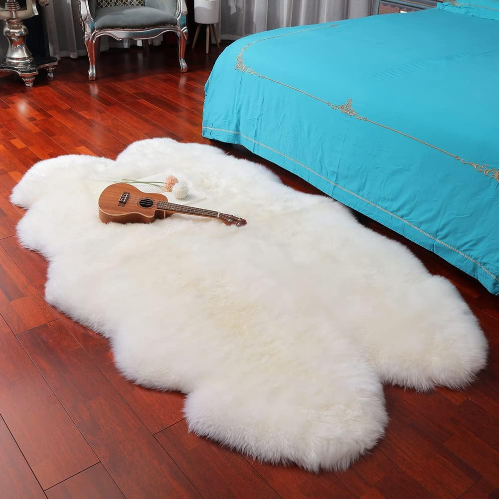 Genuine Sheepskin Area Rug Wool Rug Fur Carpet Fluffy Shaggy Fur Rug for Living