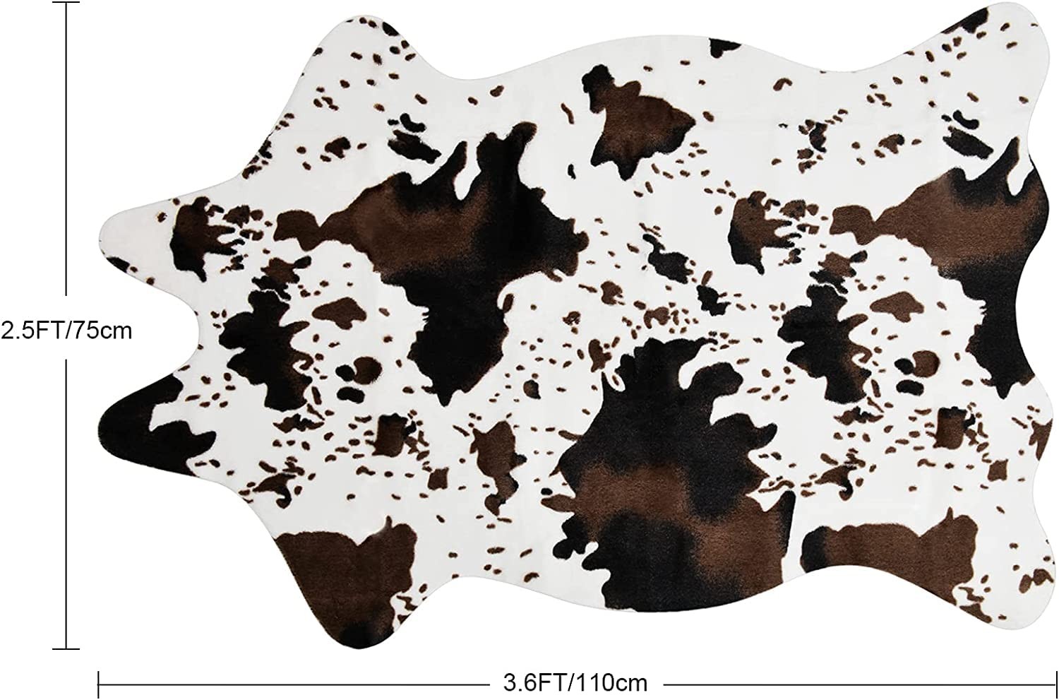 Cow Print Rug Faux Cowhide Area Carpet Animal Print Mat NonSlip 3.6×2.5ft