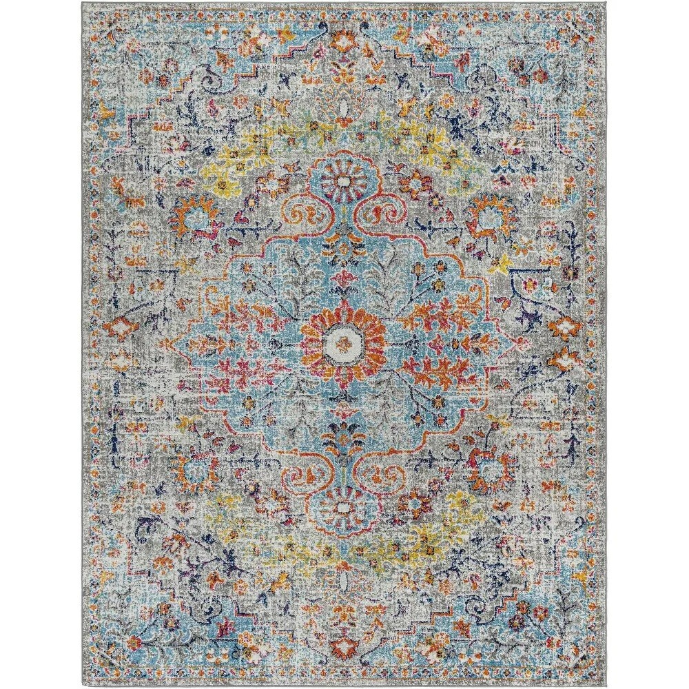 5×7 Teal Blue Accent Rug Boho Area Style Carpet Decor Medallion Retro Vintage