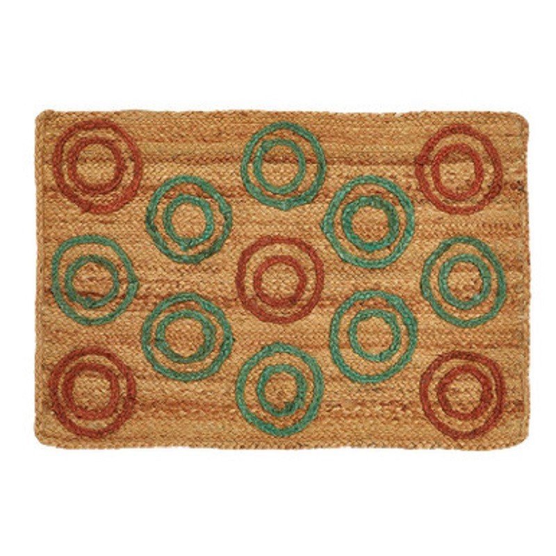 Circle Print Boho-Inspired Jute Rug Perfect For Your Office & Home Decor