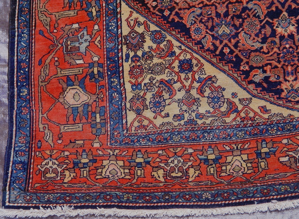 Saroukk Rug 4’6″ x 6’6″ Antique 1880s Hand Knotted Wool Multicolor Geometric