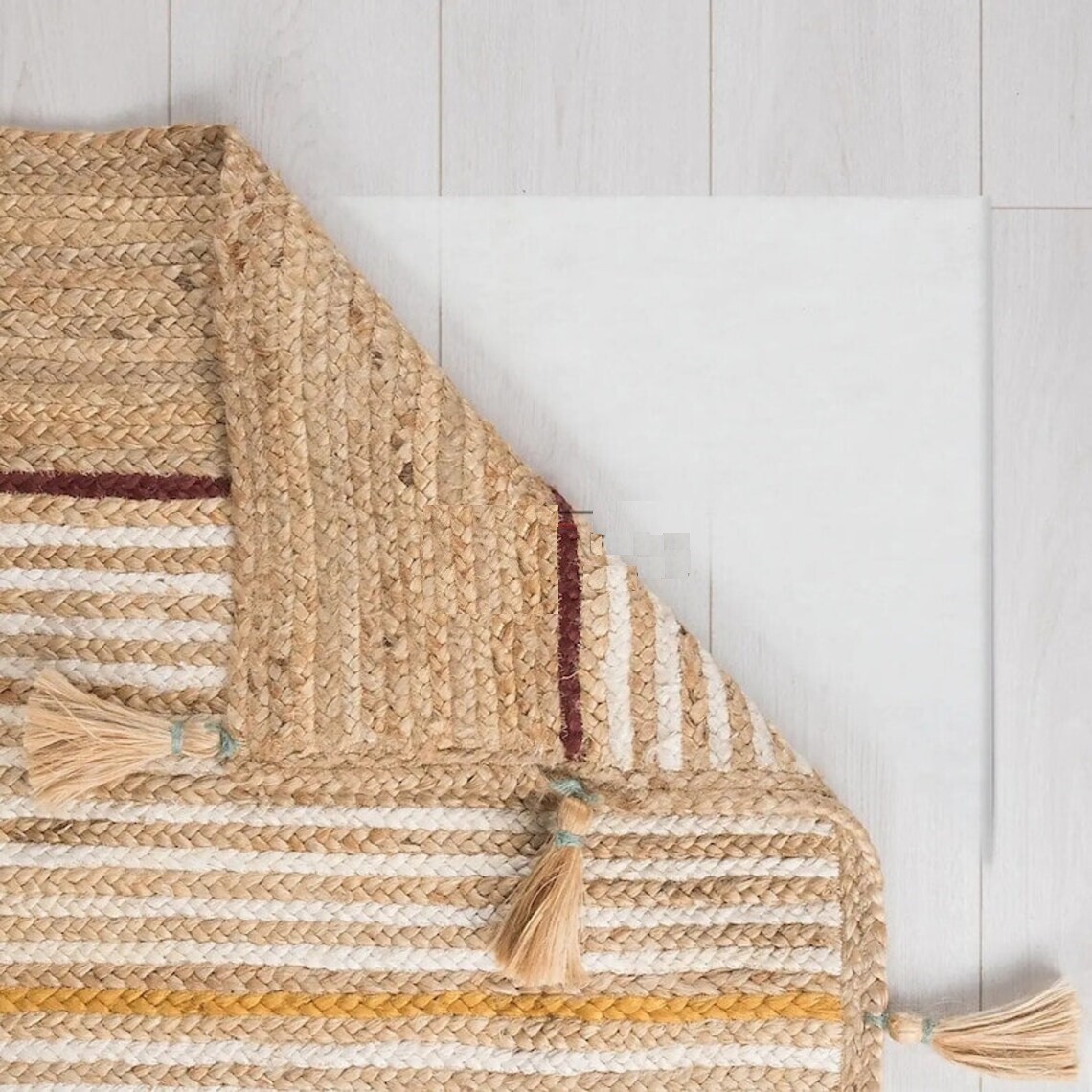 Rug Jute Carpet Square 100% Natural Jute Hand Braided Carpet Farmhouse Jute Mat