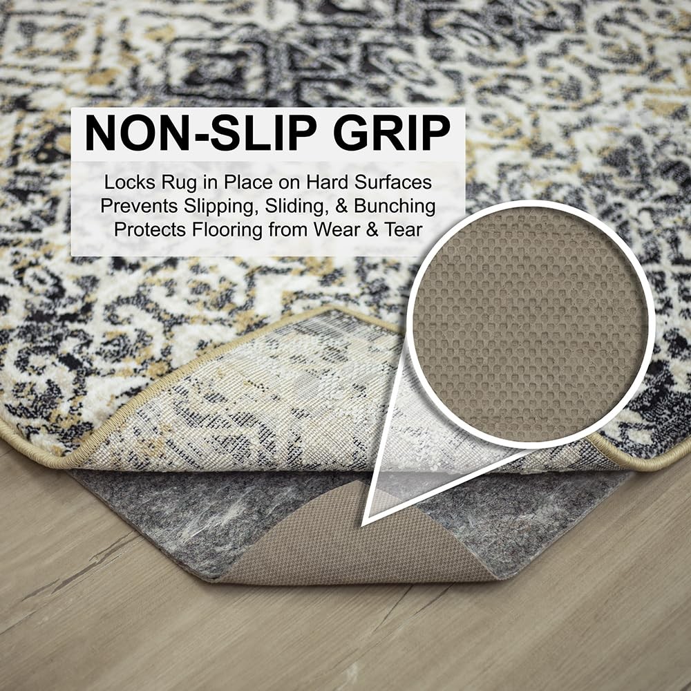 Mohawk Home Non Slip Rug Pad 3′ x 5′- 1/4″ Thick x 5′ (Rectangular), Grey