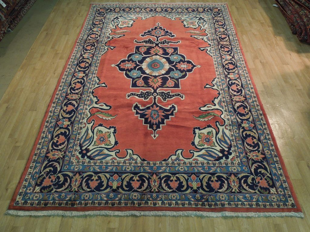 7×11′ Traditional Saroouk Rug CORAL RED 72410