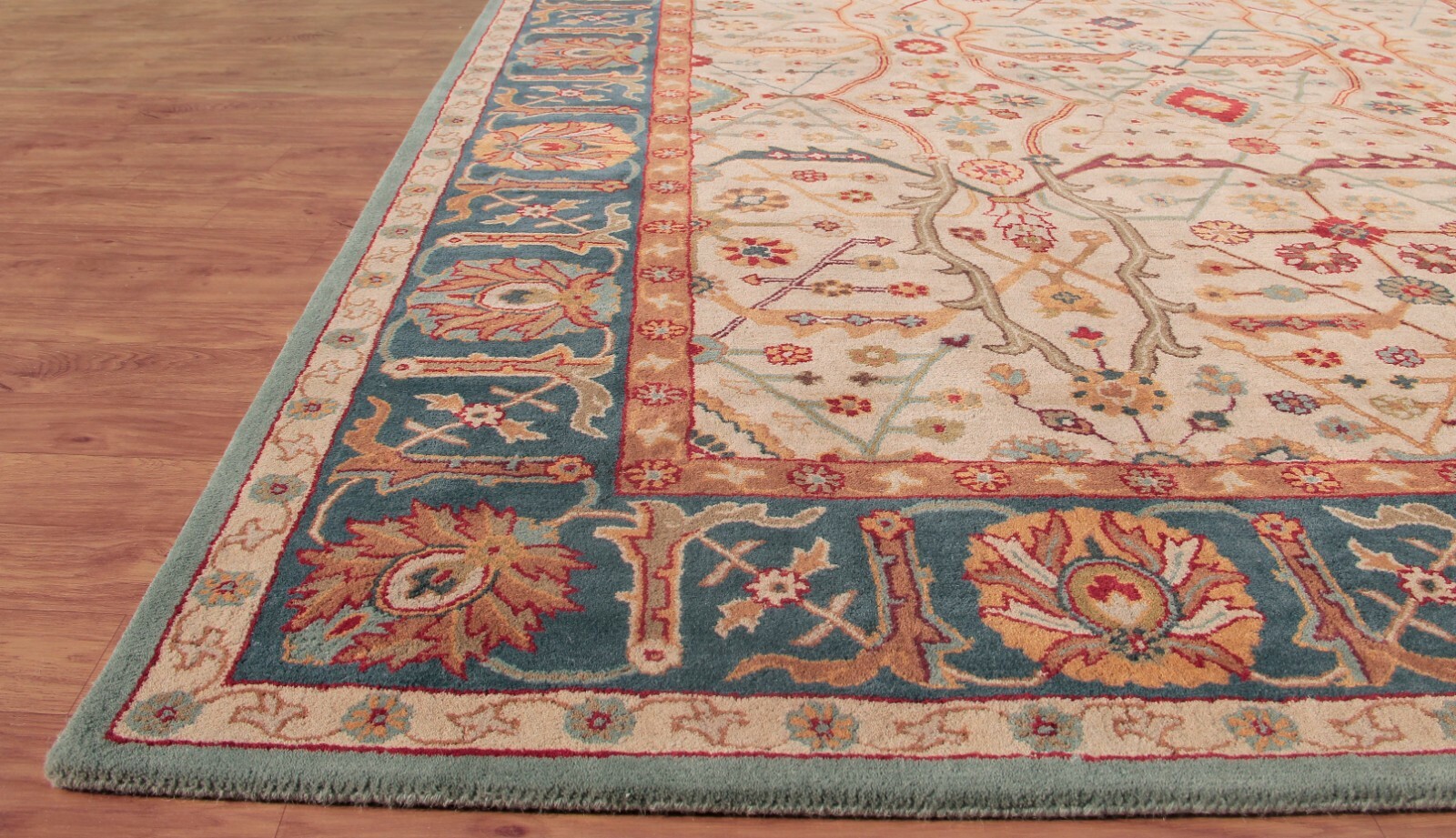 Eva Oriental Blue & Beige Oushak HandTufted 100% Wool Soft Area Rug Carpet