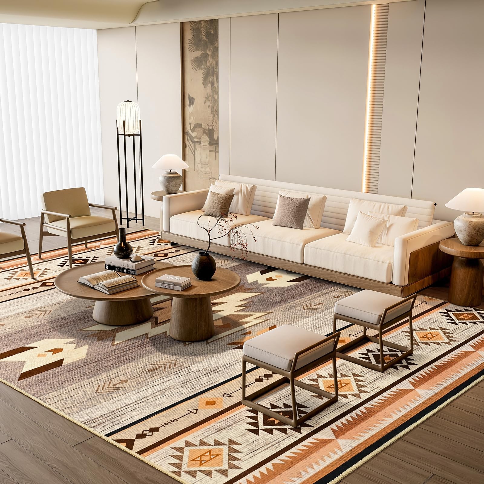 Western Rugs for Living Room, Non Slip Large Rug for Bedroom Dining Table Kit…