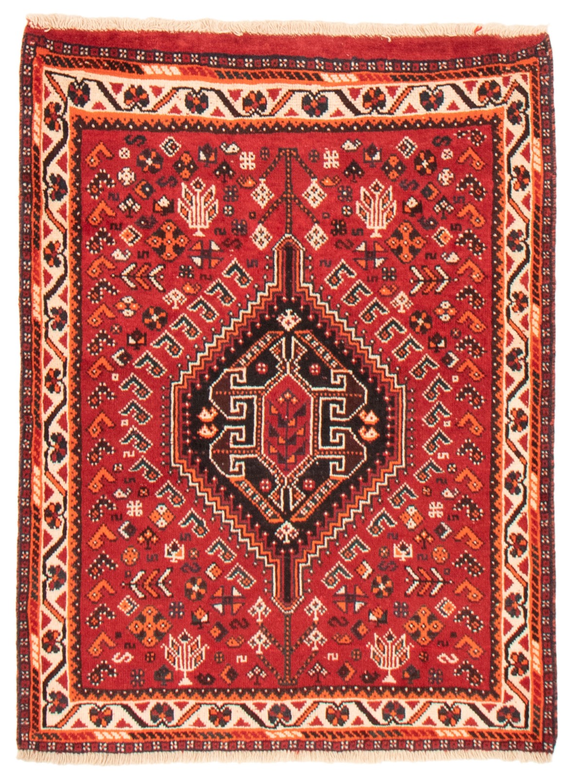Vintage Traditional Hand-Knotted Area Rug 3’7″ x 4’9″ Oriental Wool Carpet