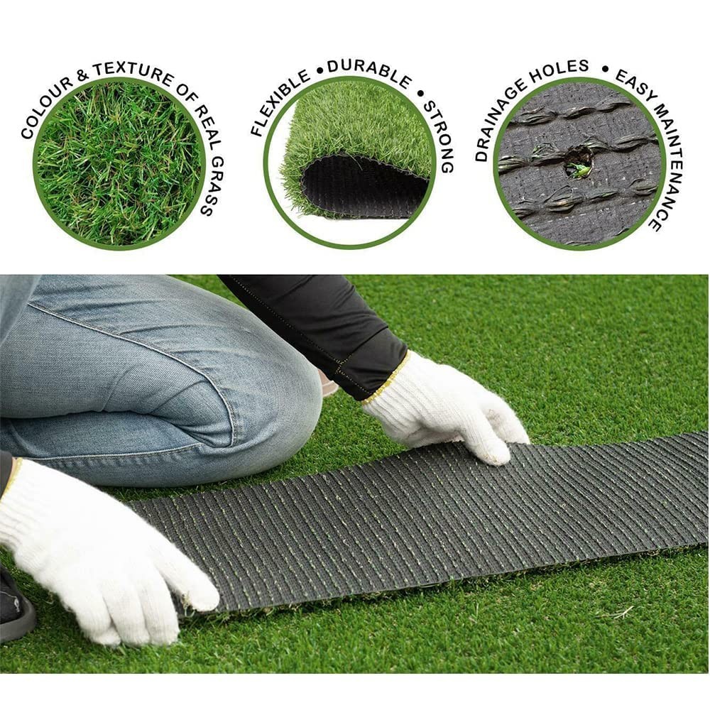 0.8inch Realistic Synthetic Artificial Grass Turf Thick Fake Faux Grass Rug A…
