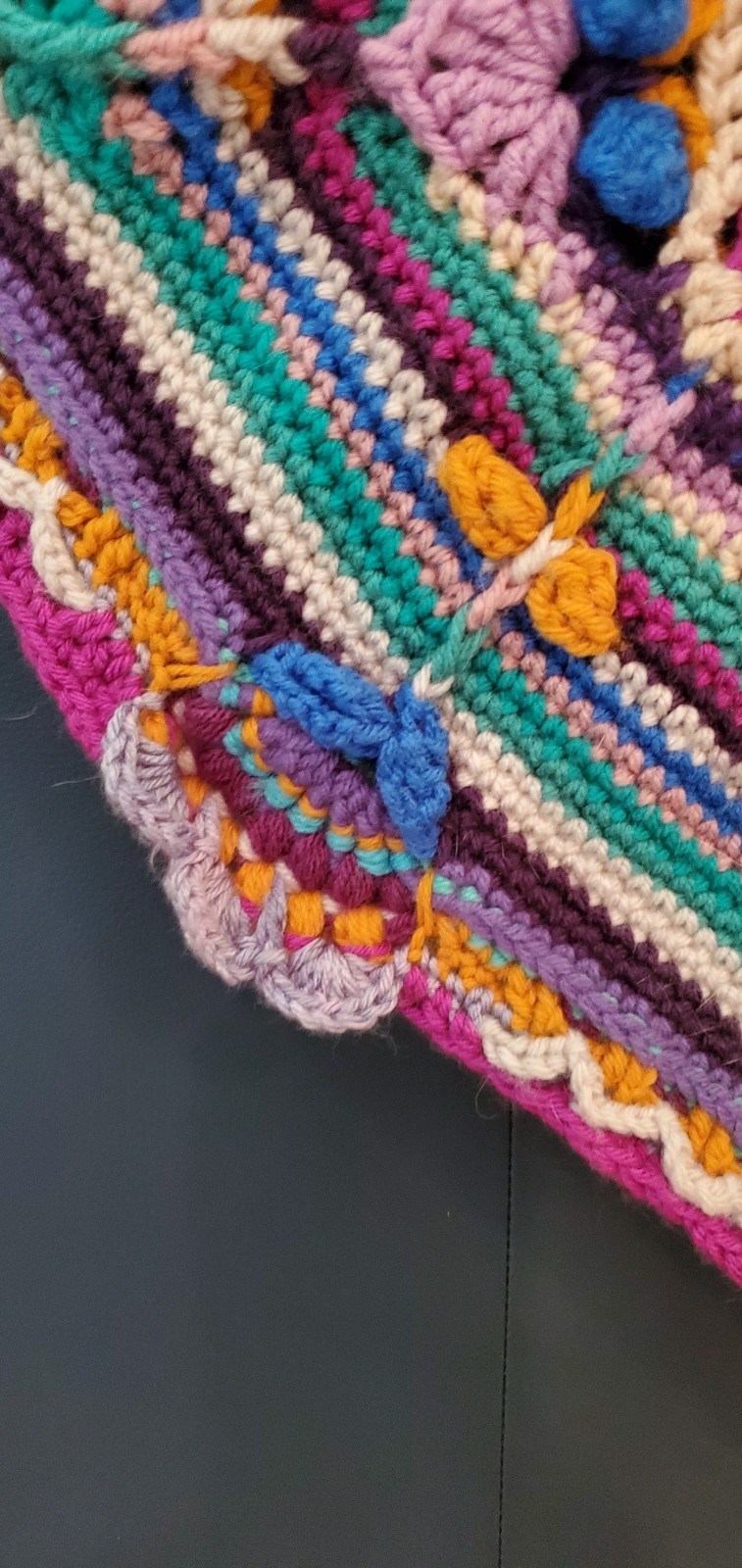 Handmade Crochet Multi Colored Afagan Blanket Throw Rug Shabby Chic Flower