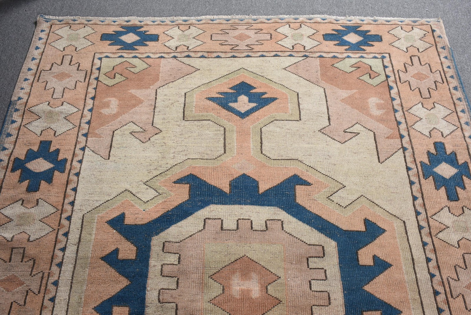 Turkish Vintage Rug 5,2×6,9 ft (159×209 cm), Blue Oriental Rug