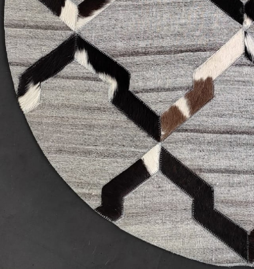 Modern Geometric Area Rug Grey Black Cowhide Pattern Carpet Living Room Rug