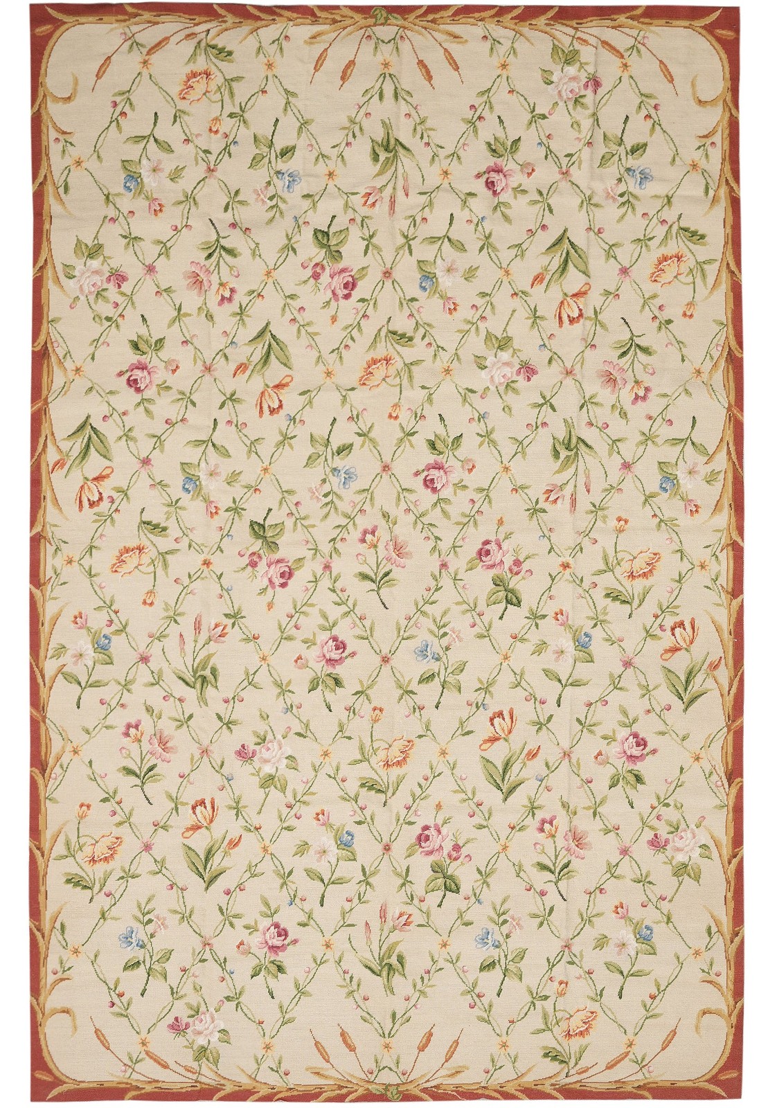 6 x 8.8 French Floral Needle Point Rug #F-4438