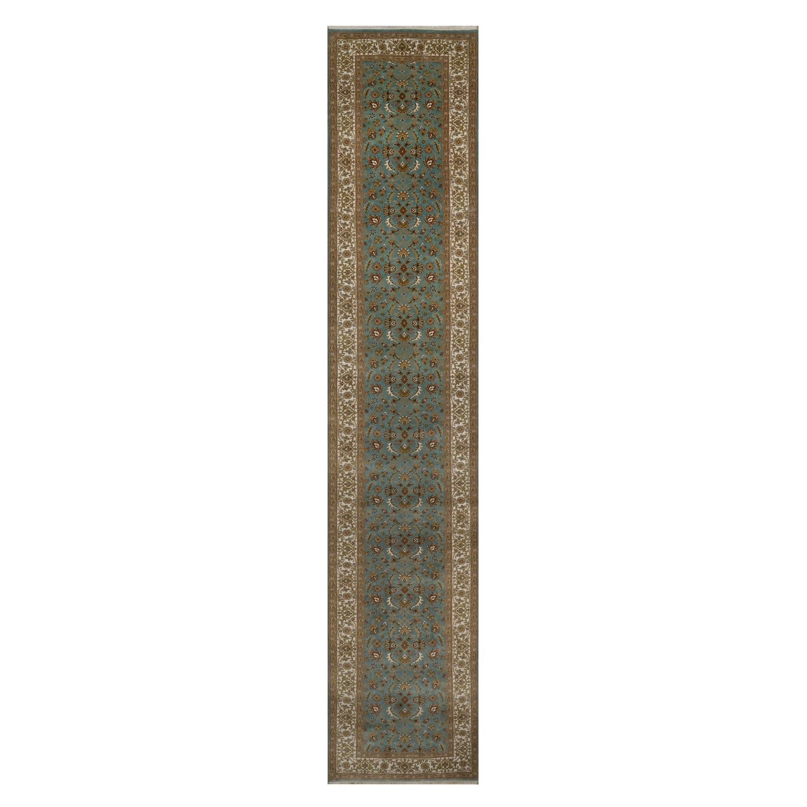3’1″x16′ Blue Tebraz Revival Hand Knotted New Zealand Wool 300 KPSI Runner Rug