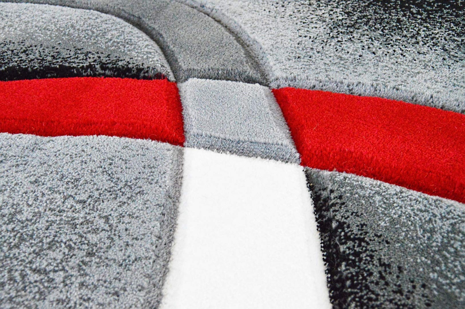 Premium Carved Modern Contemporary Abstract Rug 2305 Red 5’3”x7’6”