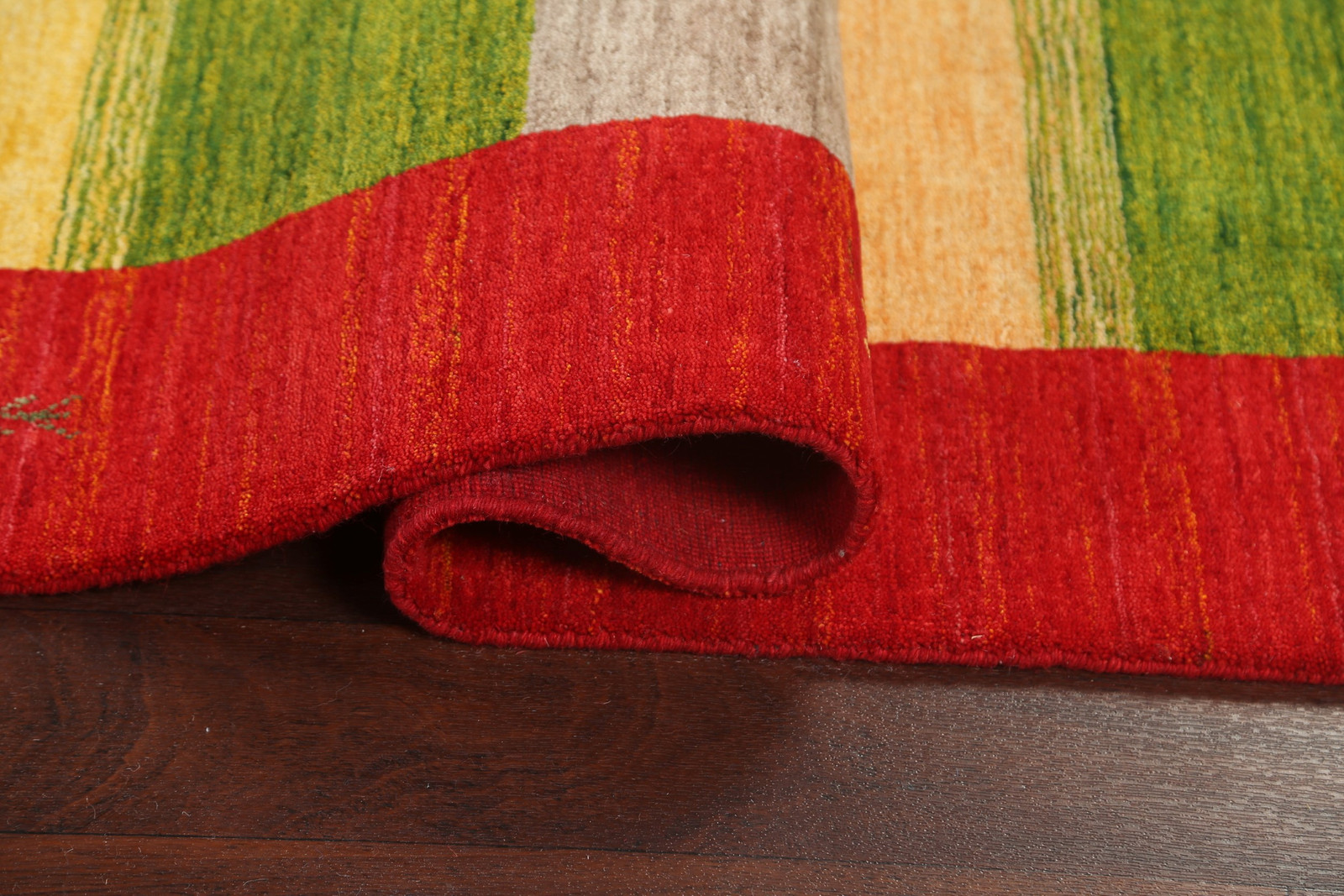 Abstract Contemporary Gabbeh Area Rug 6×8 Ft Hand-Knotted Striped Wool Rug