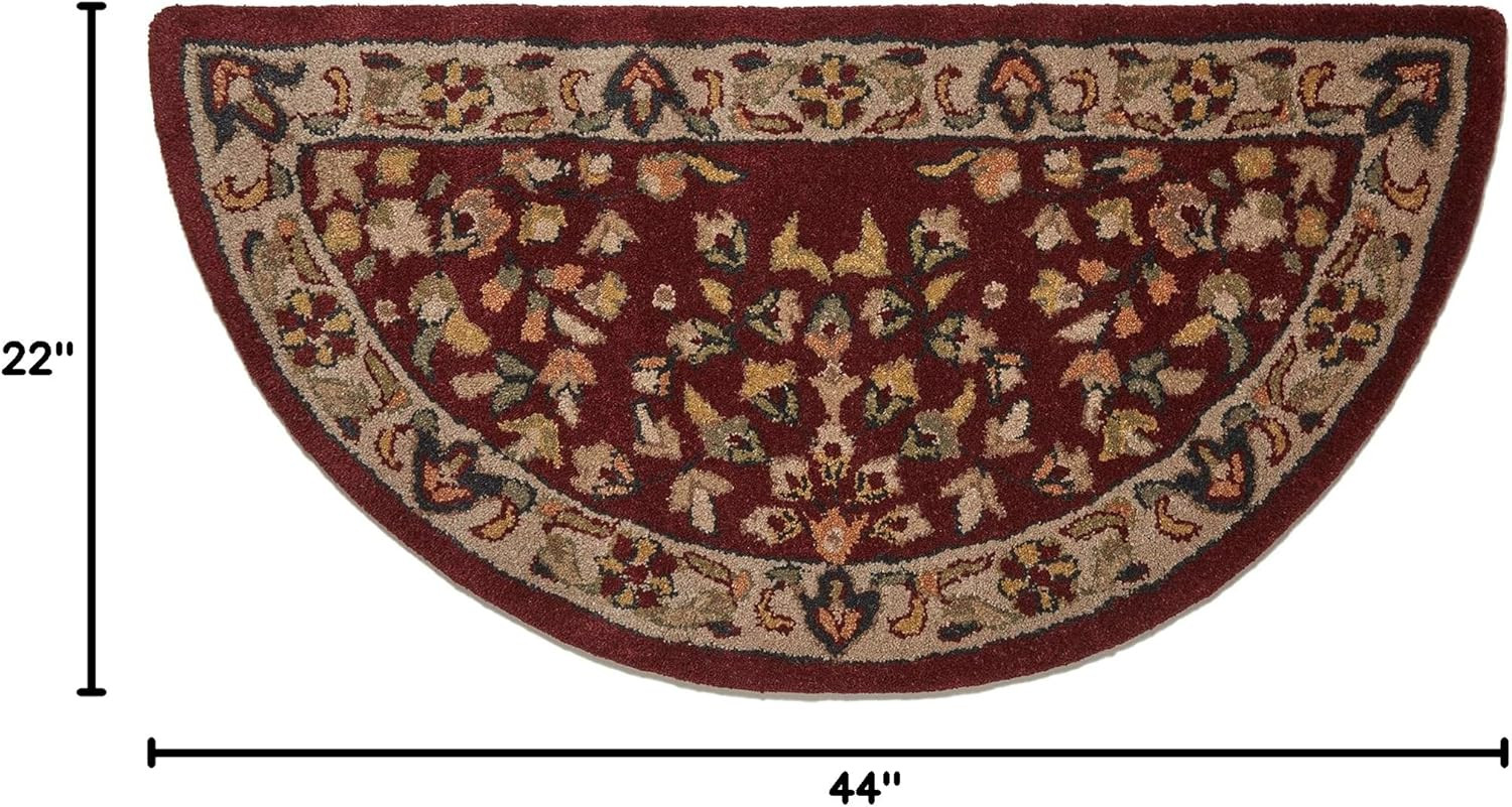 R-2000 44″ Hand-Tufted Hearth Rug – Red/Beige, Heat & Spark Protection