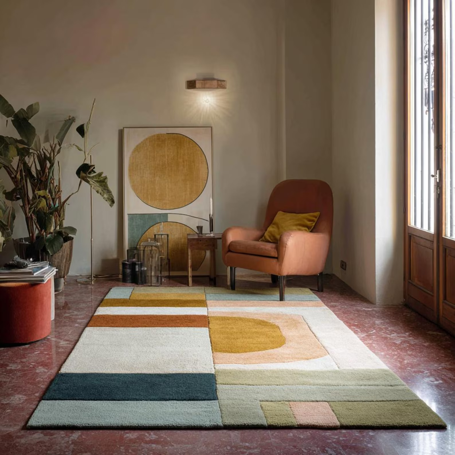 Modern Colorful Geometric Design Hand Tufted 8×10 Area Rugs for Living Room Rug.