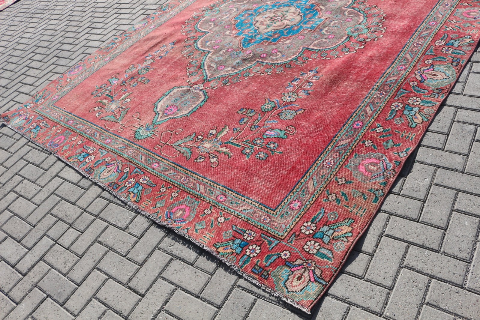 Turkish Rug 8,8×11,6 ft (269×354 cm), Red Oriental Vintage Rug