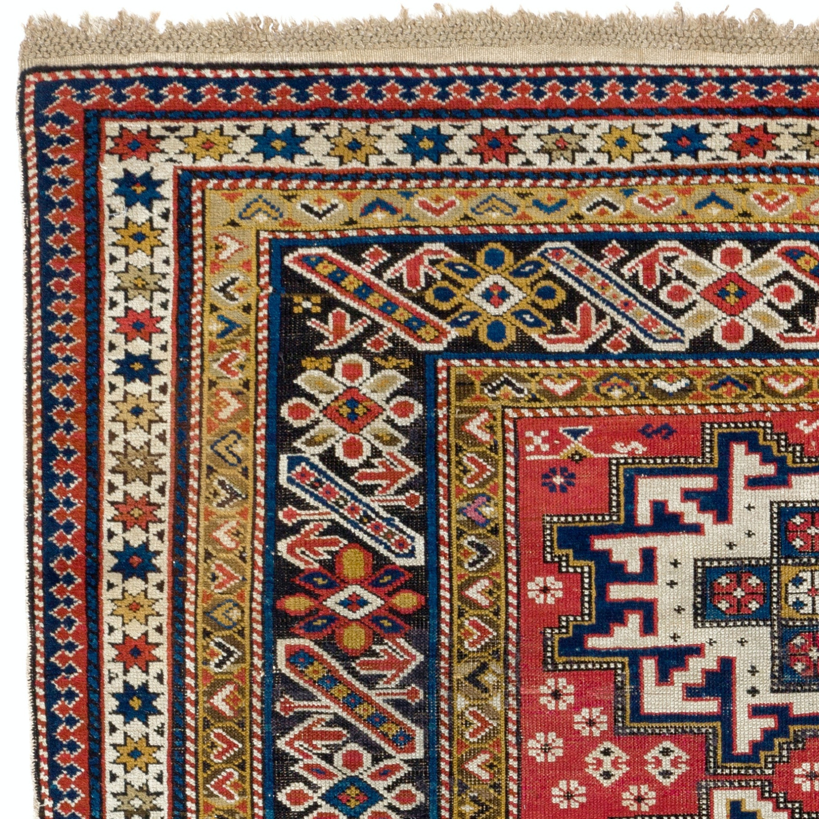 4×6.3 Ft Antique Caucasian Chi Chi Shirvan Rug. Rare Collectors Carpet