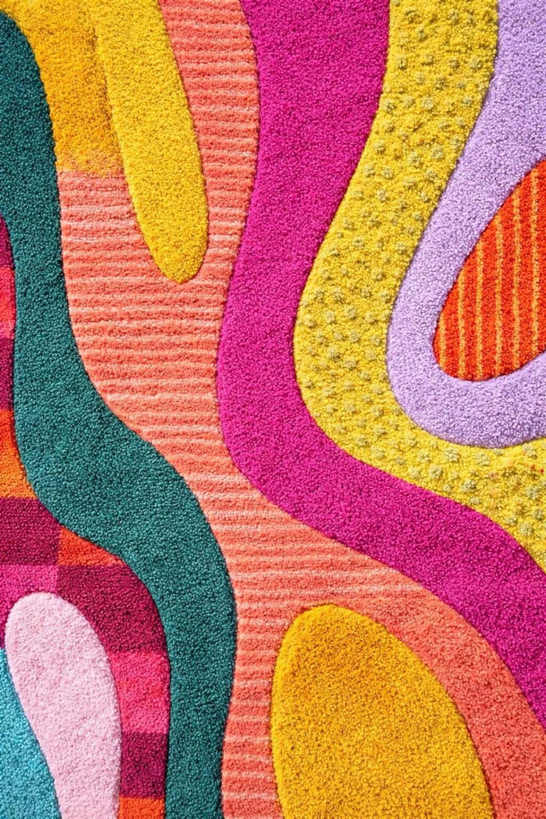 Abstract New Zealand Wool Hand Tufted Rug, Colorful High Pile Modern Custom Rug