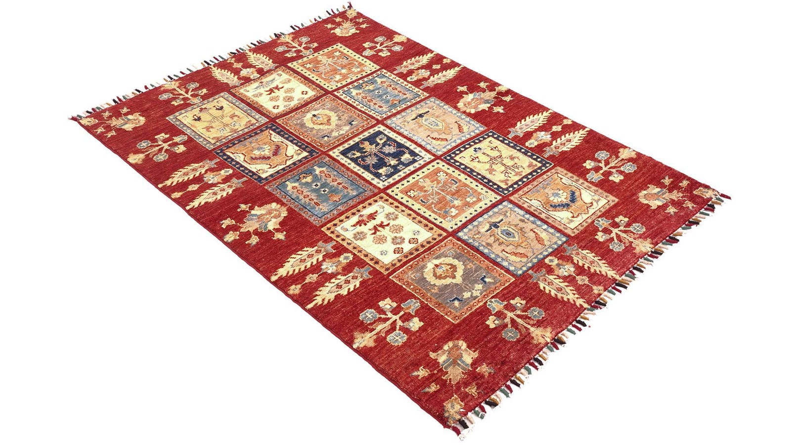 Afghan Ziegler Khorjin Bakhtiar Carpet 100×150 Hand-knotted Red Field Pattern