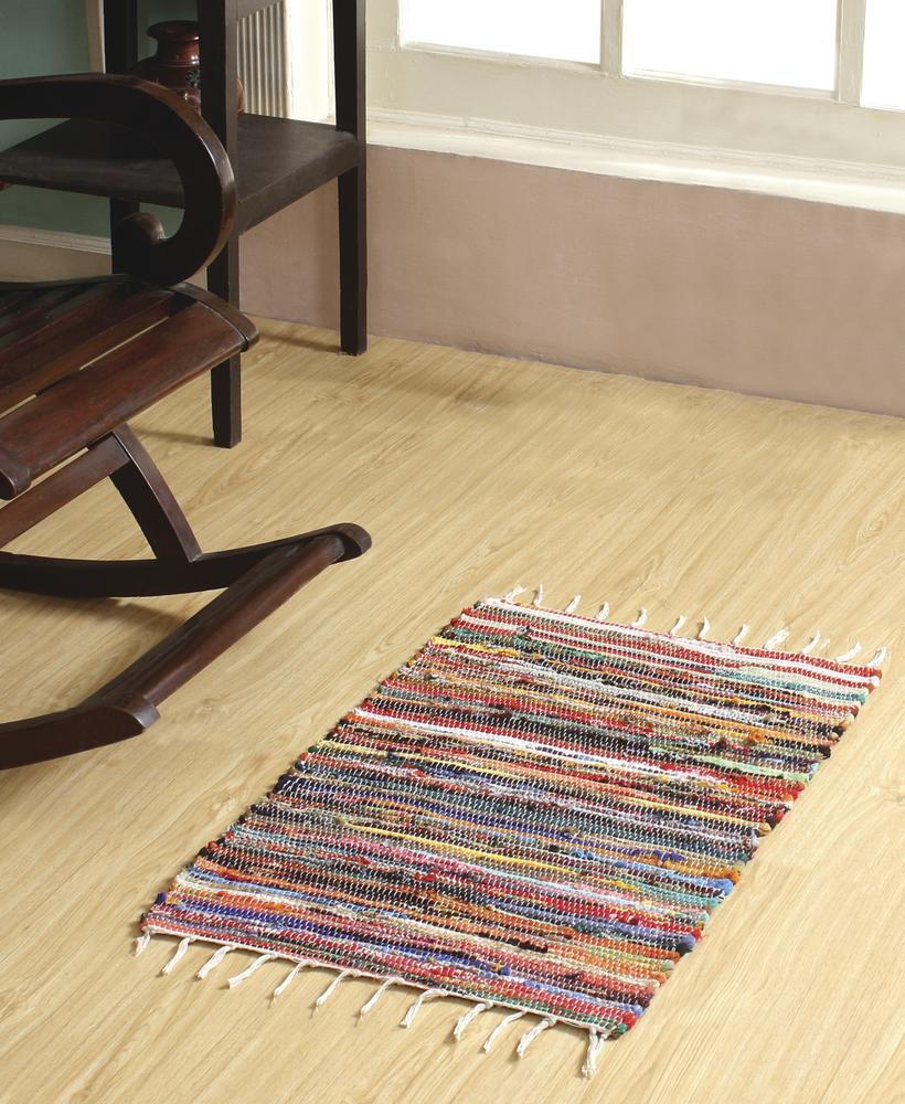 Chindi Hand Woven Cotton Blend Rag Rug 20″x30″ Multi-Color Ships Assorted Colors