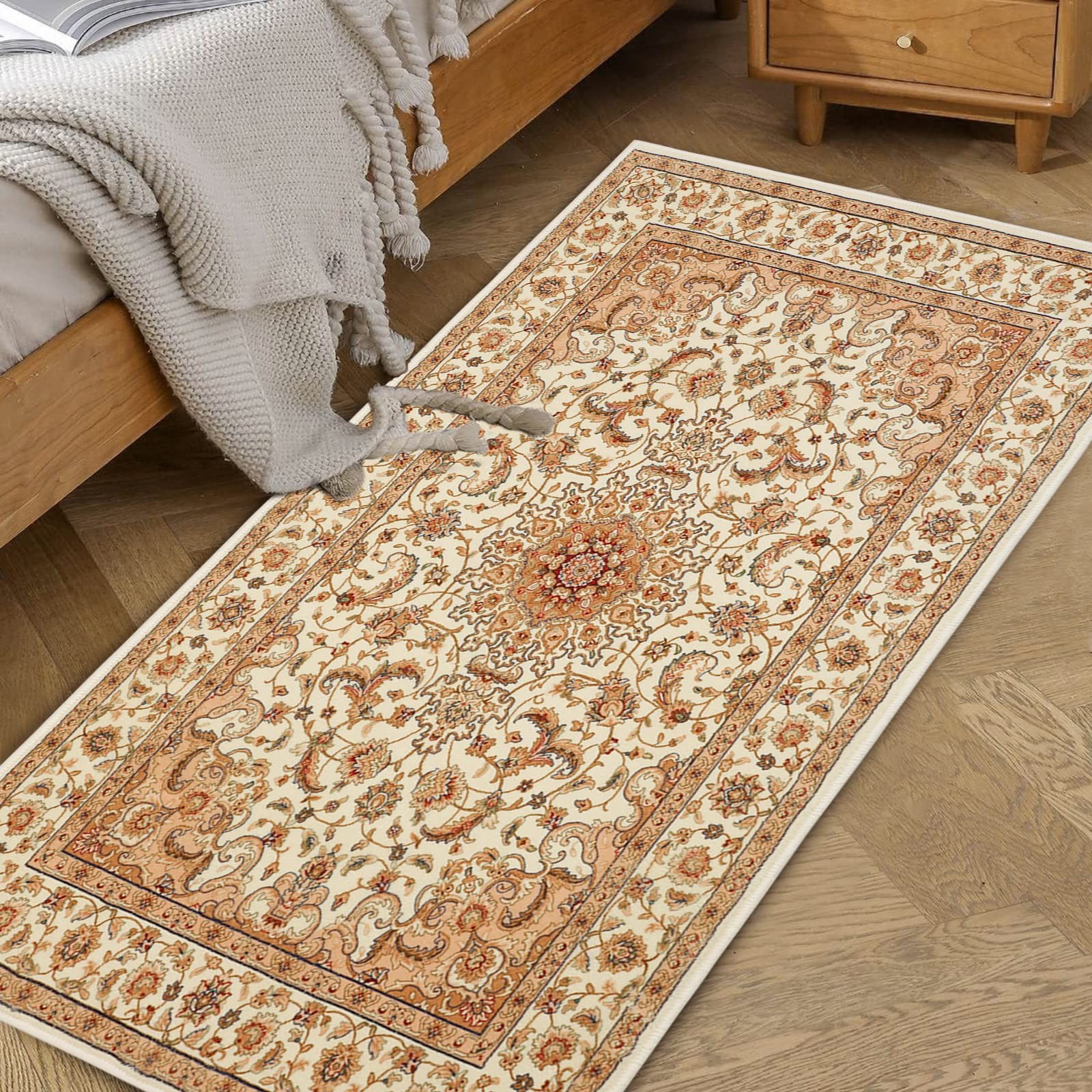 COMSLE Boho Area Rug, 2′ x 4′ Machine x (Rectangular), Cream/Beige-2