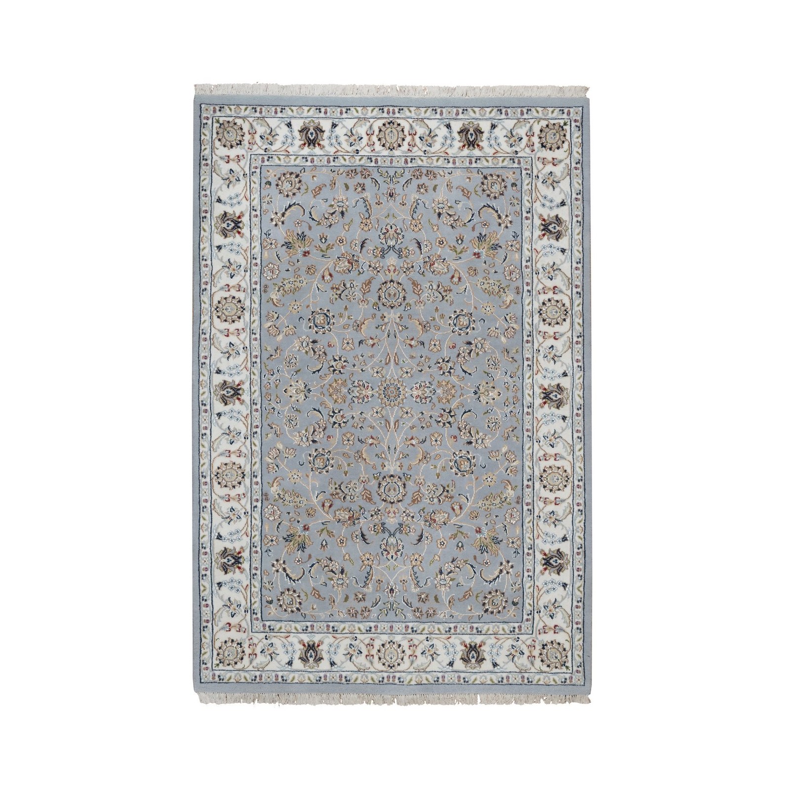 5’2 x 7’2 Hand Knotted Light Blue Nain Rug With Silk G16140