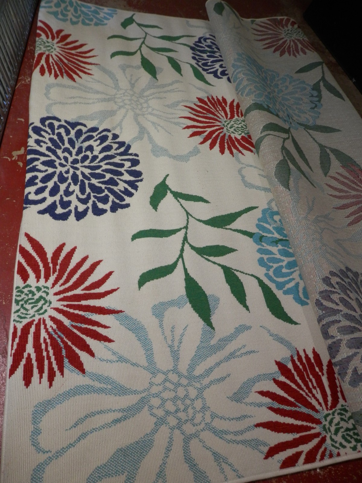 VERANDA LIVING FLOWERING MUMS INDOOR/OUTDOOR RUG ROUND OR RECTANGLE CHOICE