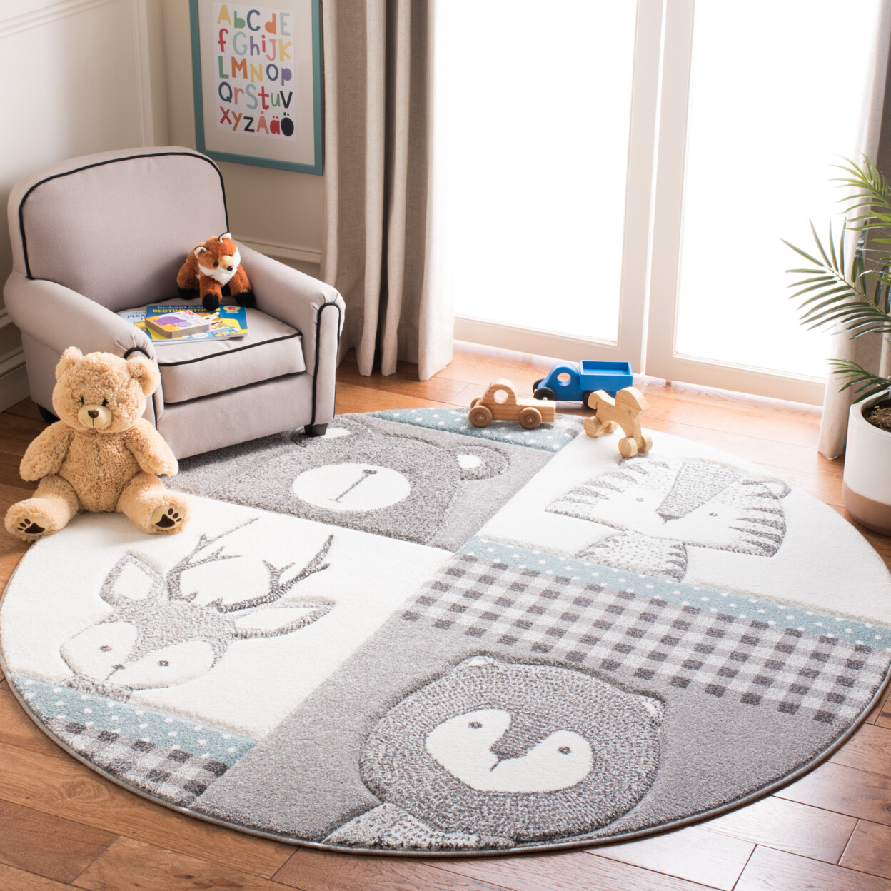 SAFAVIEH Carousel Kids Collection CRK188B Grey/Ivory Rug