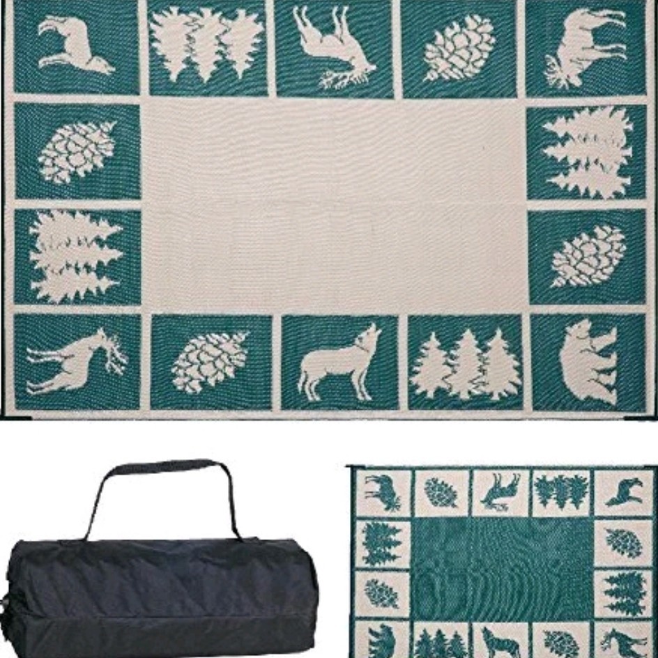 Reversible Mats 226094 Green/Beige 6′ x 9′ RV Outdoor Camping Patio Wilderness