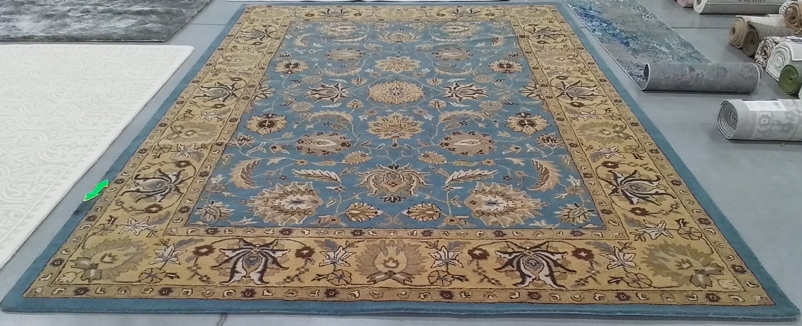 BLUE / GOLD 9′-6″ x 13′-6″ Stained Rug, Reduced Price 1172777737 HG958A-10
