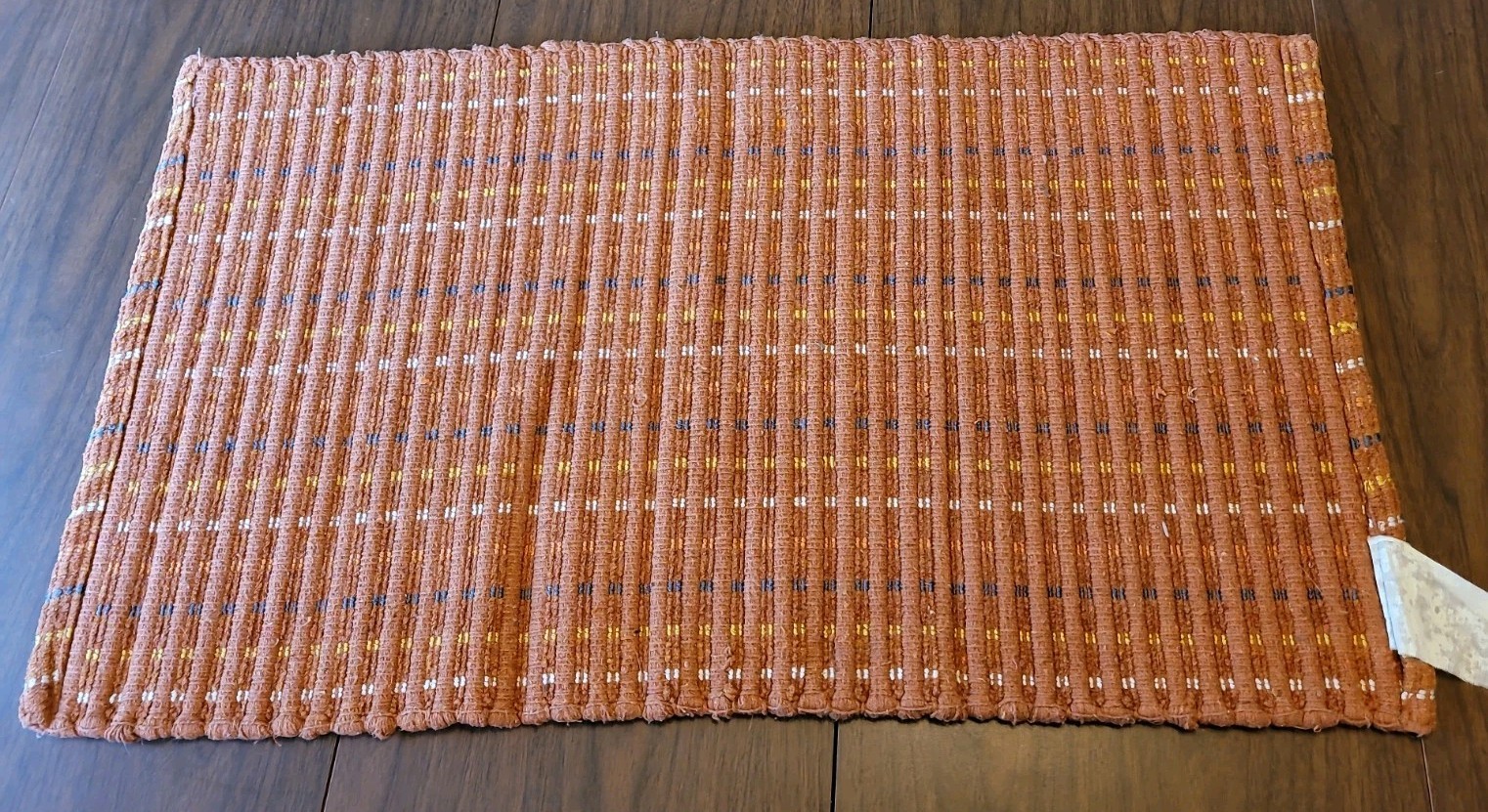 Vintage Accent Rug Orange With Yellow Grey White And Orange Stripes 33×19