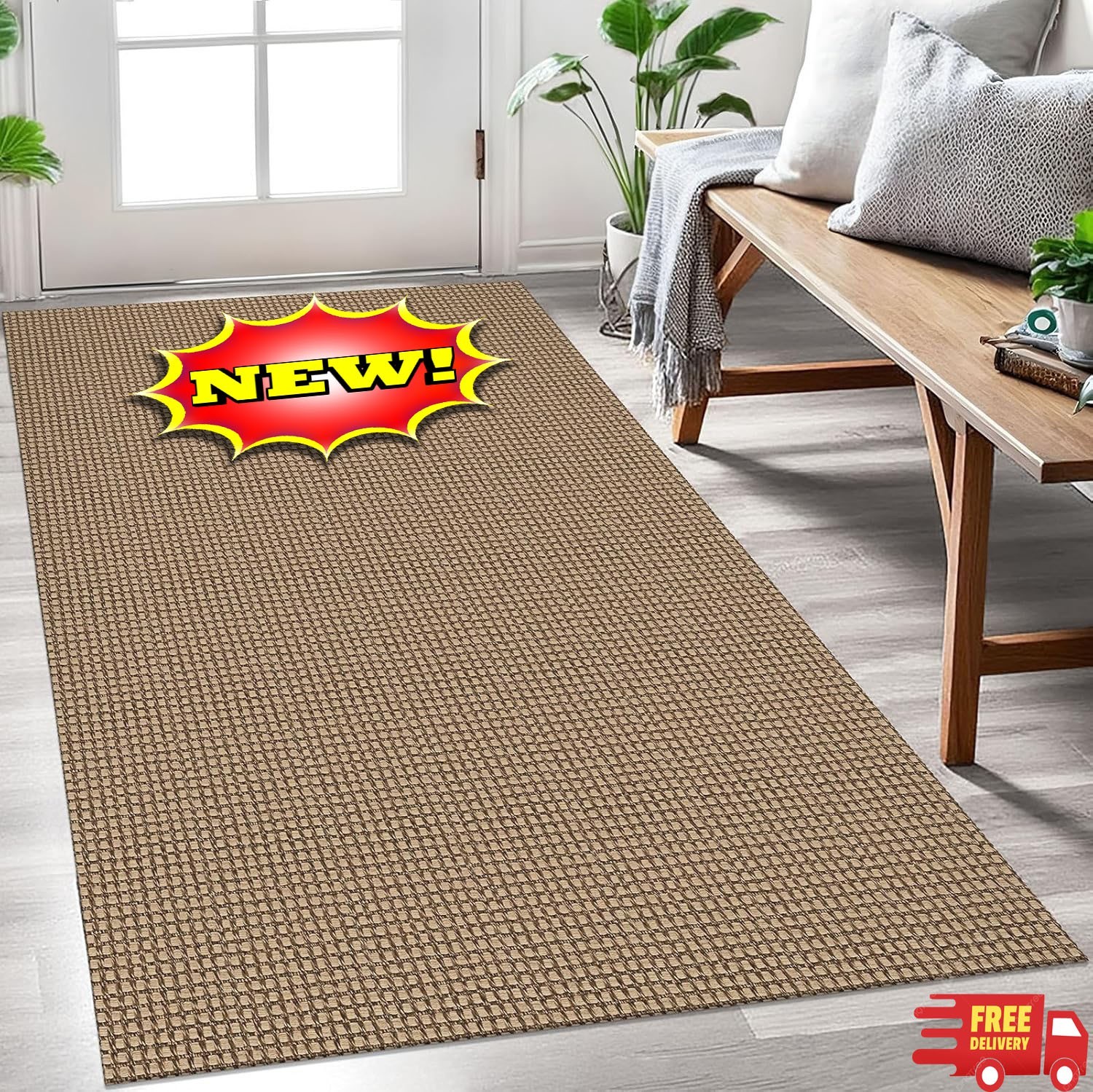 Alfombra tejida de 3×5 pies, lavable, para entrada, con base antideslizante de g
