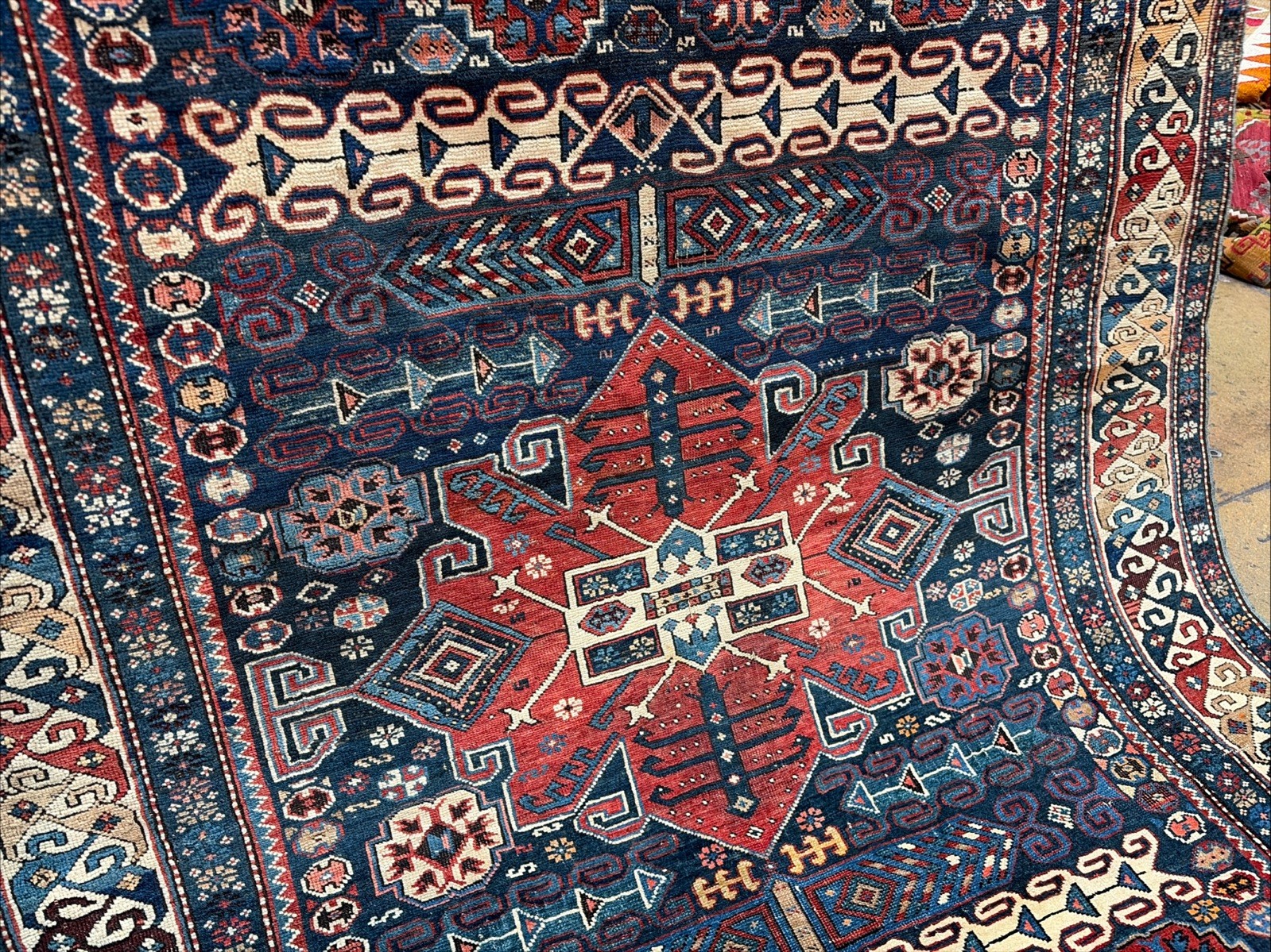 Auth: 19th C Antique Kuba Caucasian Rug Christian Weavers Collector Pc 4×5