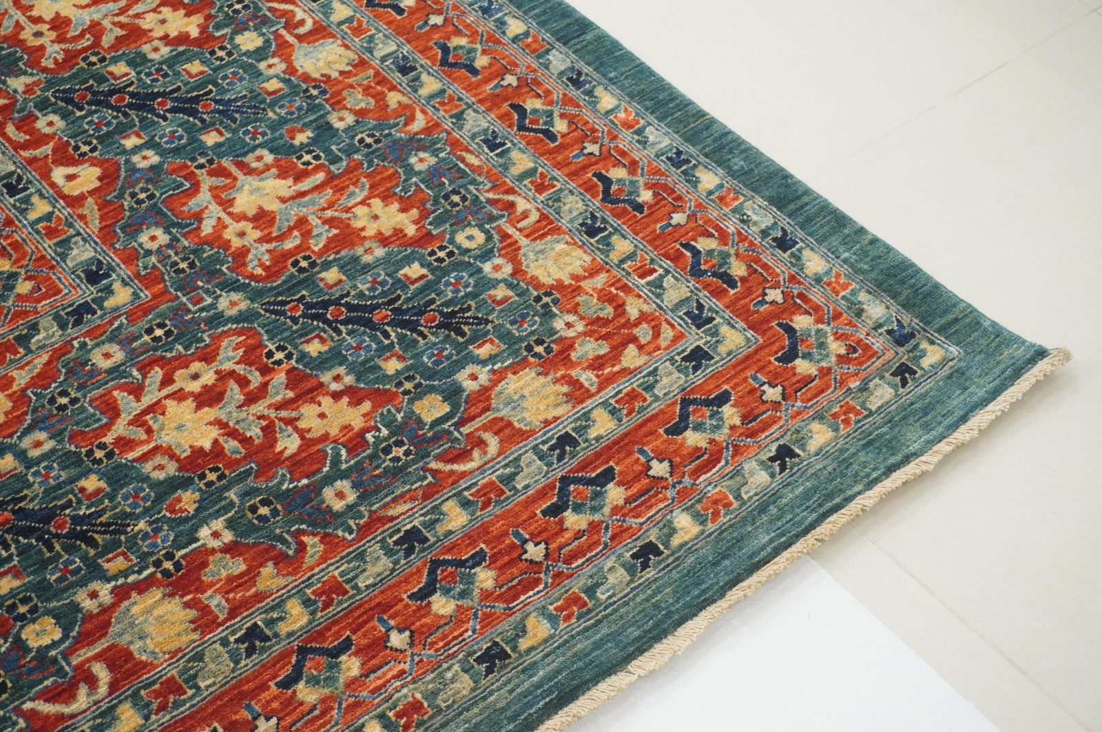 12×15 ft Green Turkish Hereke Hand Knotted Wool Oriental Rug ( 11’10″x14’4″ )