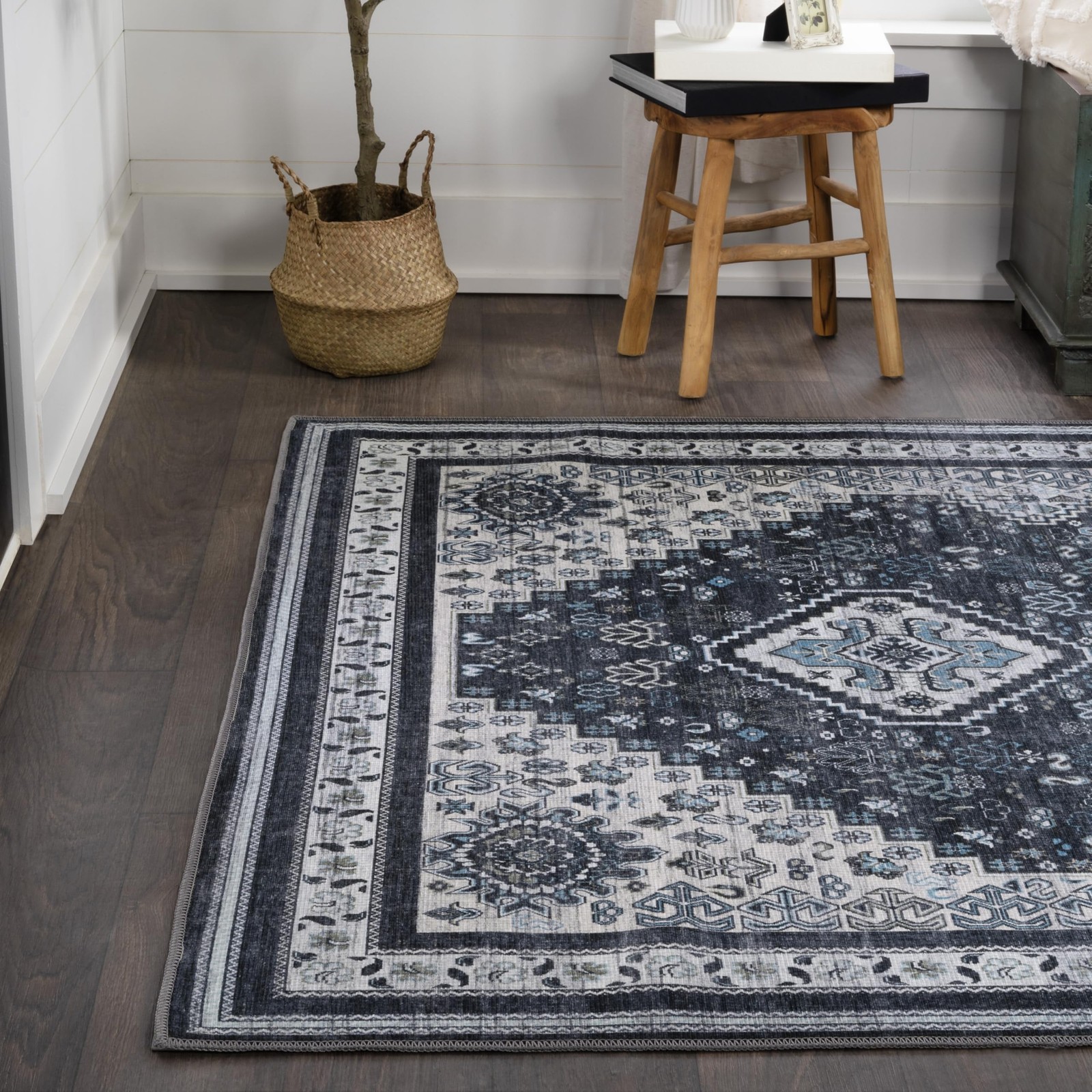 Jonathan Y Machine Washable Indoor Area Rug 8X10 Navy/Light Gray Dalyan