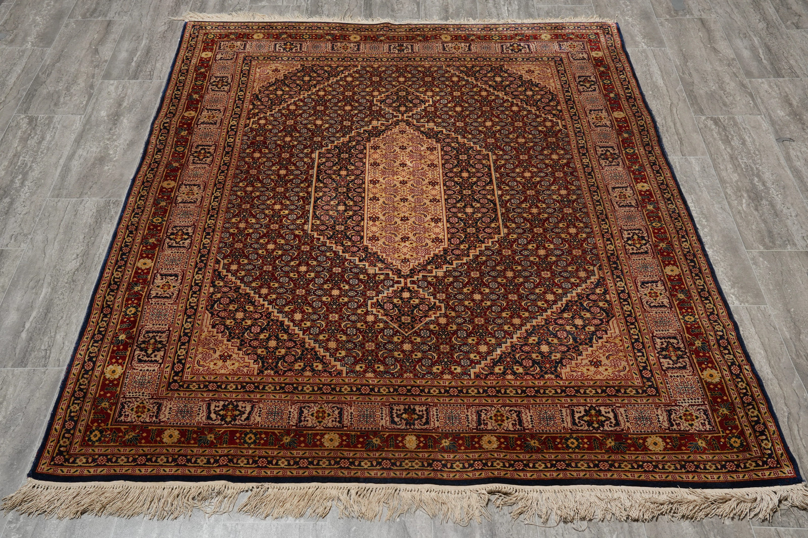 5 x 6 Wool and Silk Irran Perrsian Tabriiz Mahii Rug #F-3026