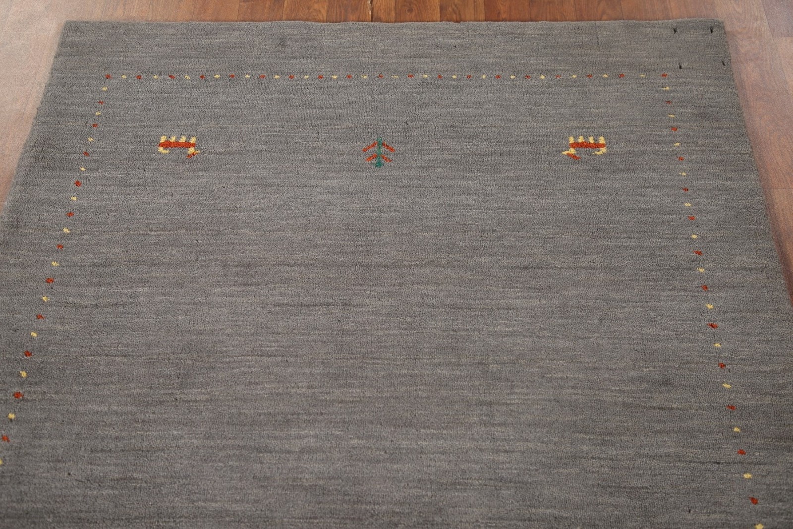 Tribal Gray Gabbeh Rug 4×6 Ft Hand-Knotted Oriental Modern Wool Carpet