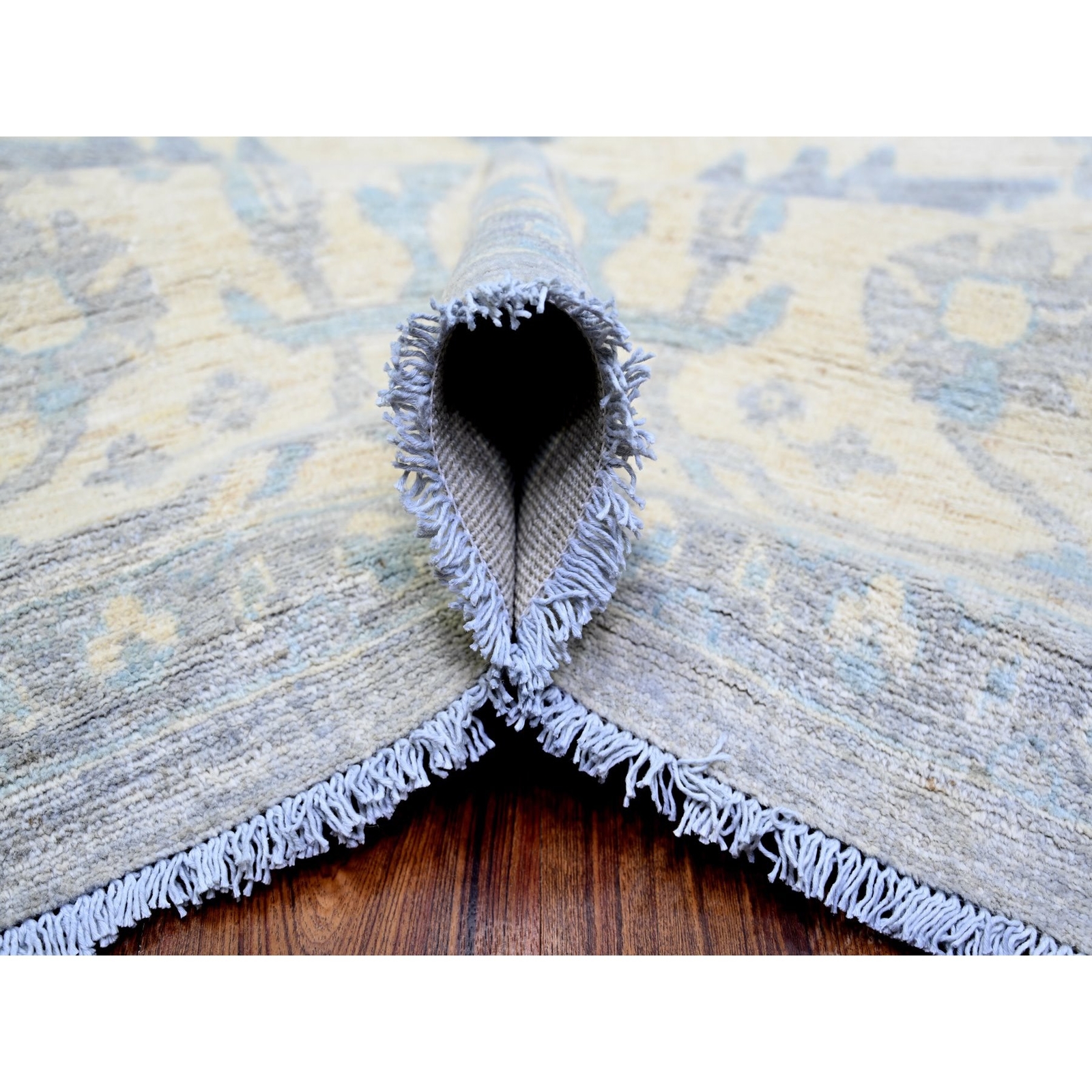 9’9″x13’5″ Cadet Gray Extra Soft Wool Hand Knotted Finer Peshawar Rug R73128