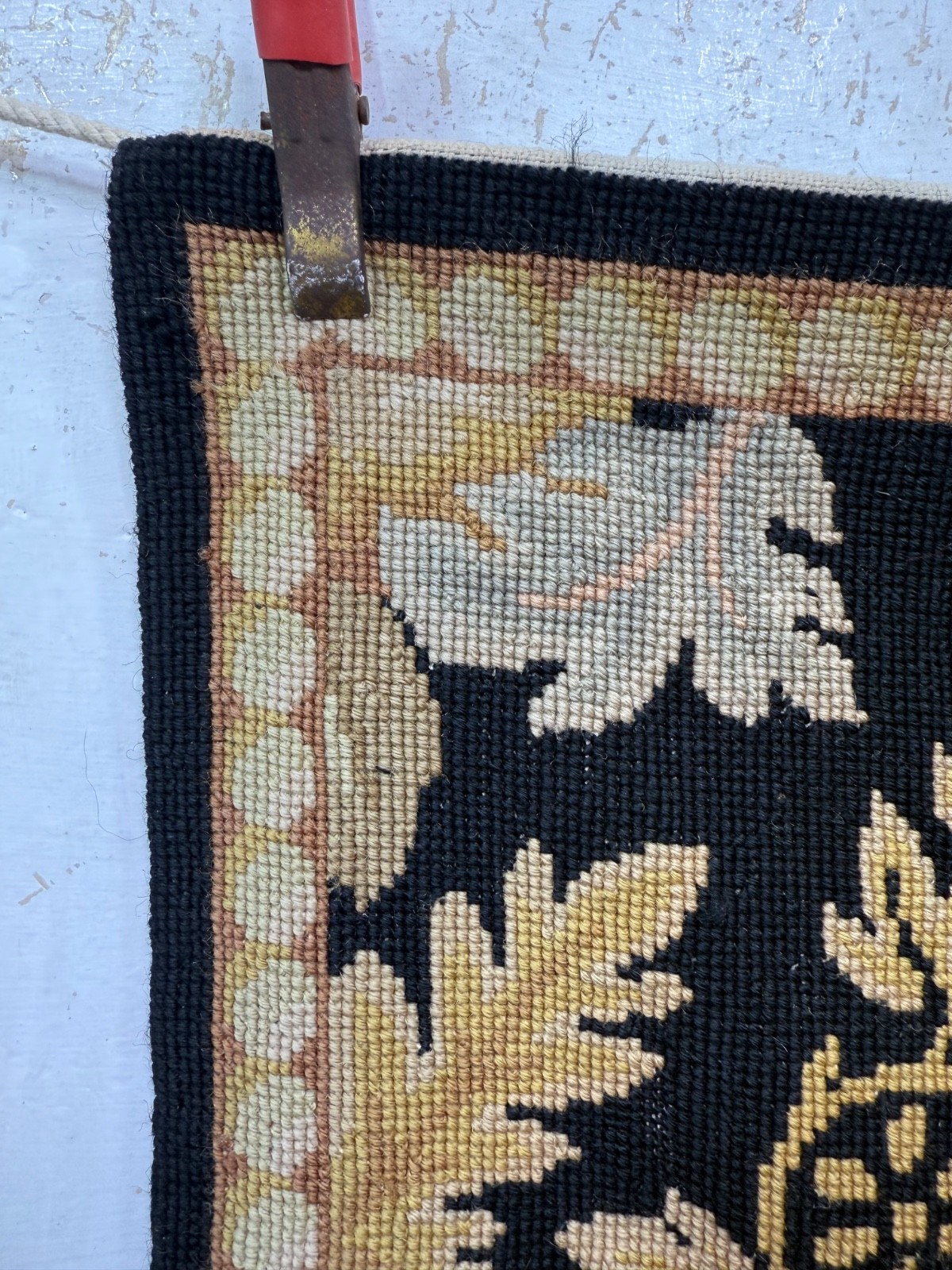 Vintage Beautiful Hand Wool Embroidered Needle Work Aubusson Style Rug Carpet