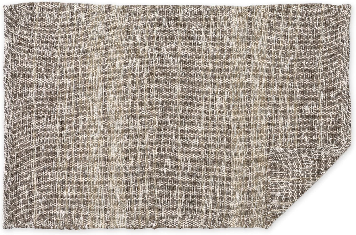 Woven Rag Rug Collection Recycled Yarn Variegated Rustic Stripe, 2X3′, Stone