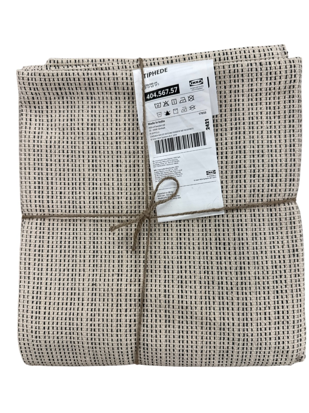 New IKEA TIPHEDE Natural Black Rug 120×180 cm (3 ‘ 11 x5 ‘ 11) 404.567.57