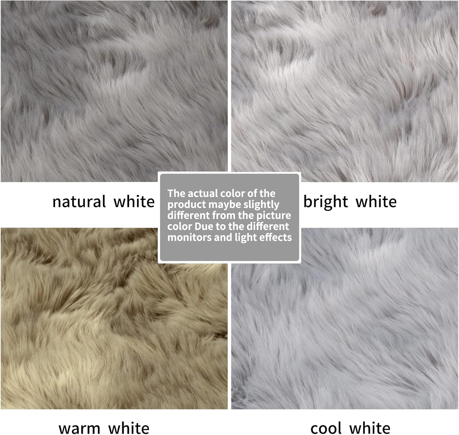 Faux Fur Area Rug 2×4 Ft Grey Fluffy Plush Chair Cover Soft Furry Carpet