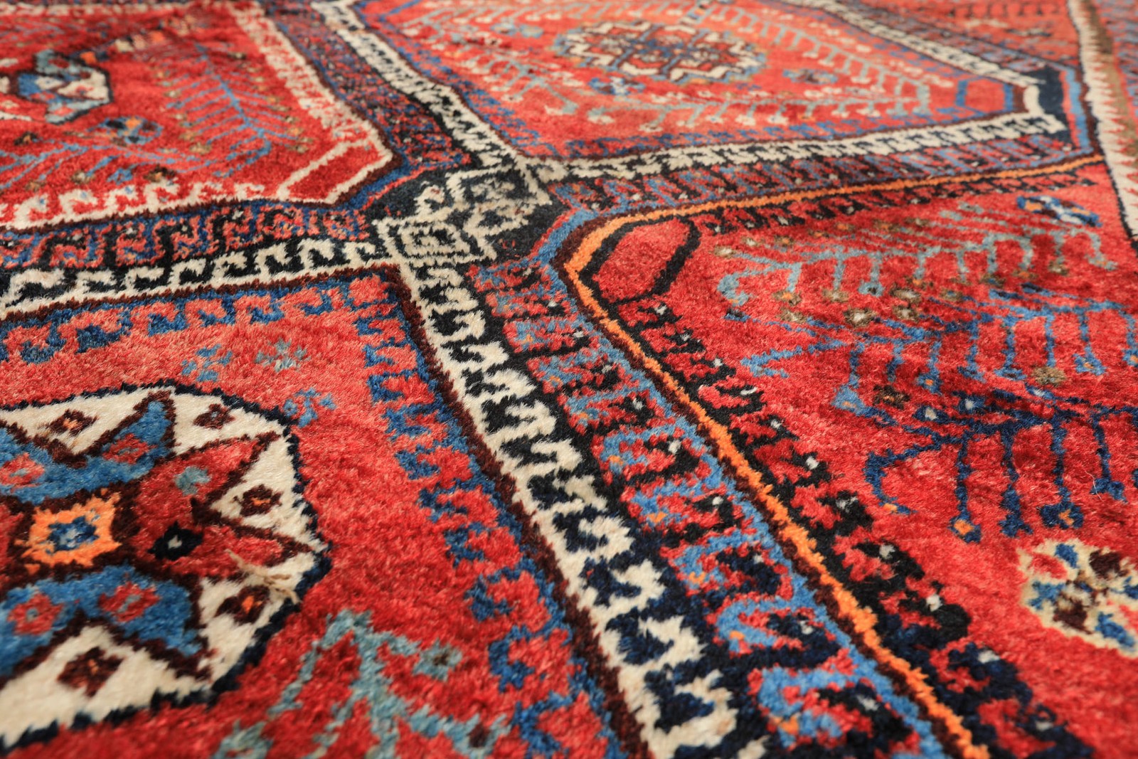 7’4”x10 Hand Knotted Wool Rust, Ivory Siraj Traditional Geometric Rug