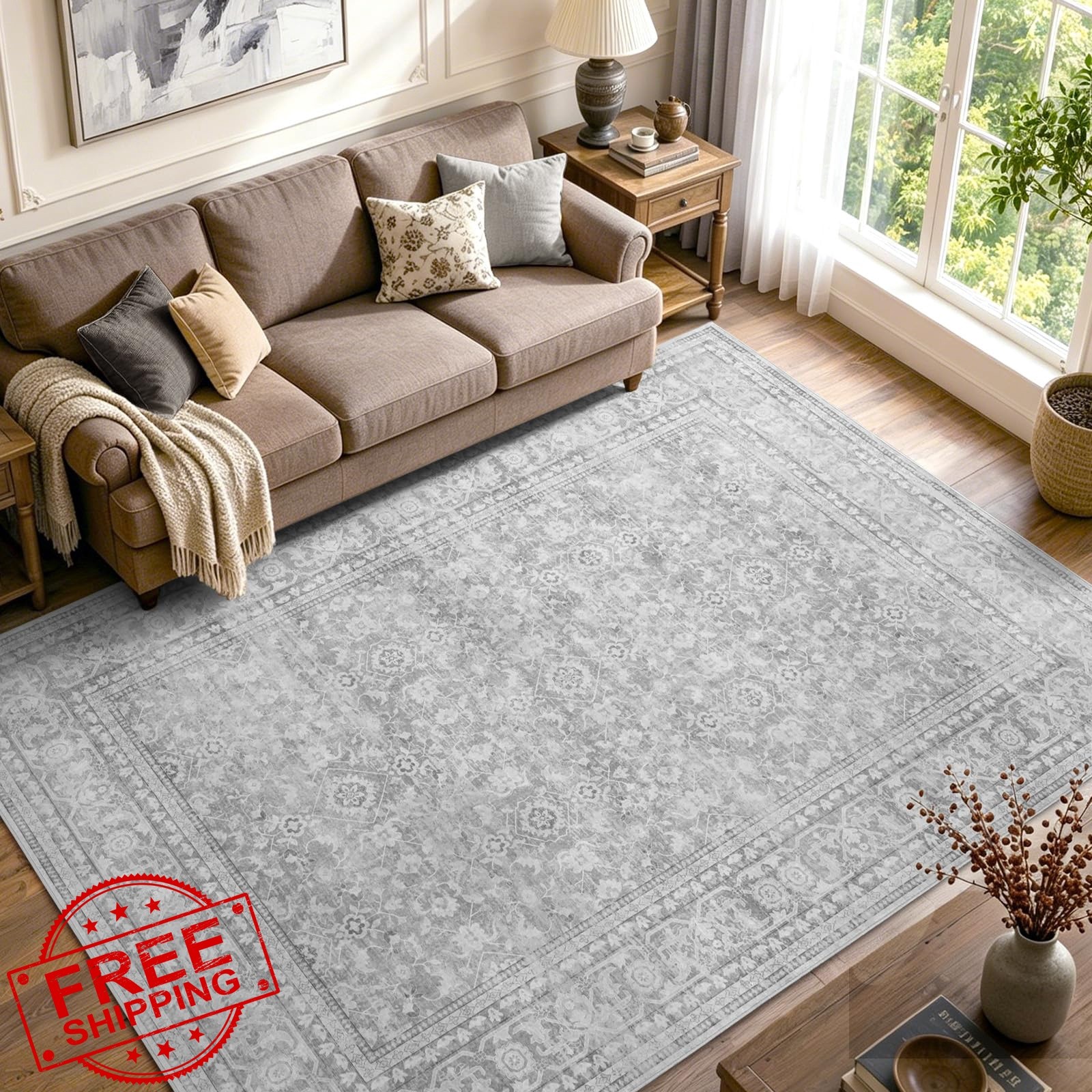 LòutiRoot Home Rug 4′ x 6′ F02 Grey