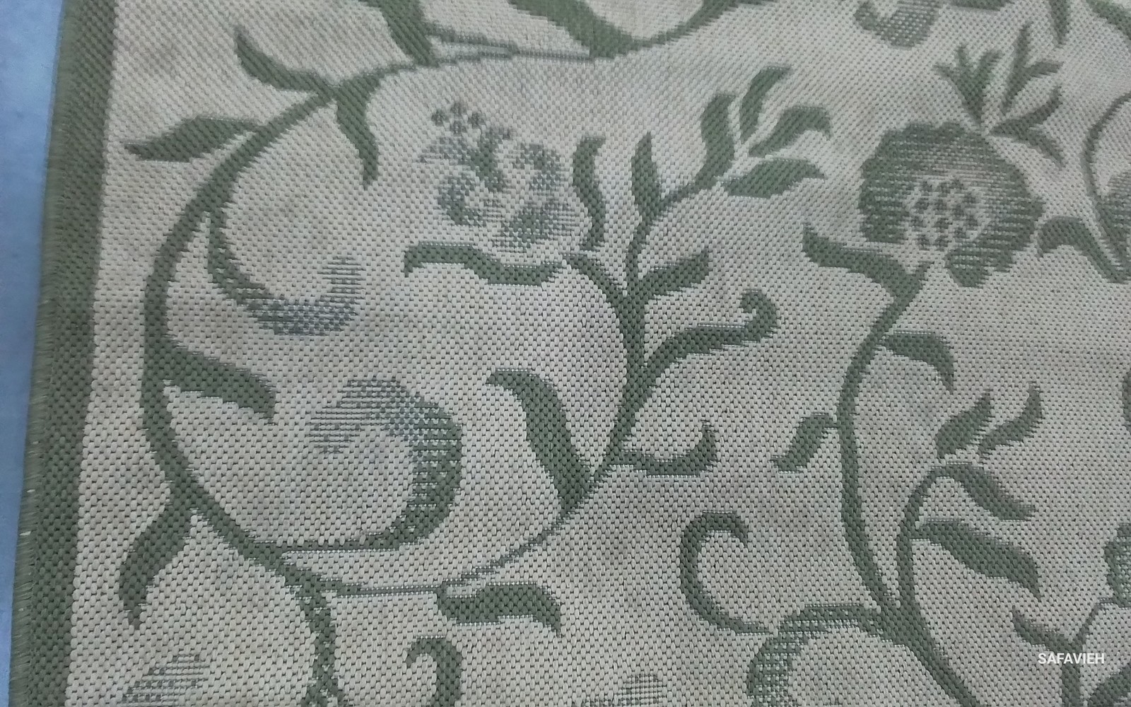 CREAM / GREEN 4′-0″ x 5′-7″ Stained Rug, Reduced Price 1172807324 MSR4251-14-4